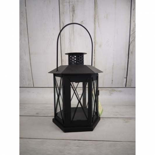 latarnia metalowa z efektem gwiazdki 3D h=22cm