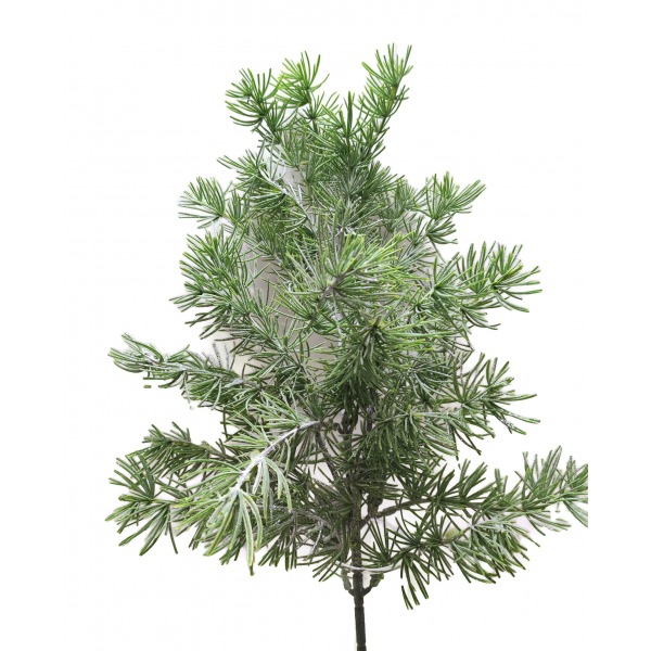 Miniatura: Sztuczna gałązka iglasta 50 cm – zielona dekoracja świąteczna z efektem oszronienia