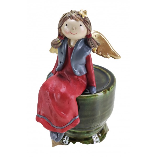 Miniatura: aniołek z poliresingu siedzący