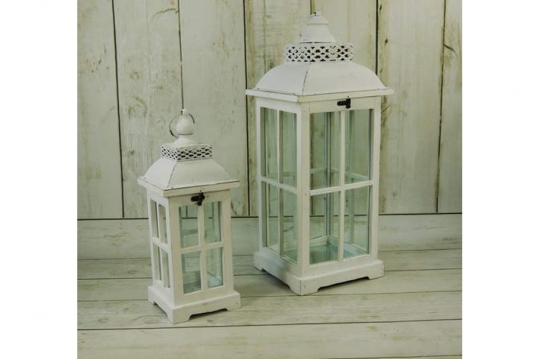 Miniatura: Latarnie drewniane białe 2szt