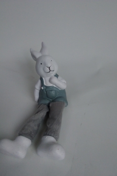 Miniatura: Zając ceramiczny siedzacy