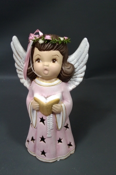 Miniatura: Anioł ceramiczny świecący