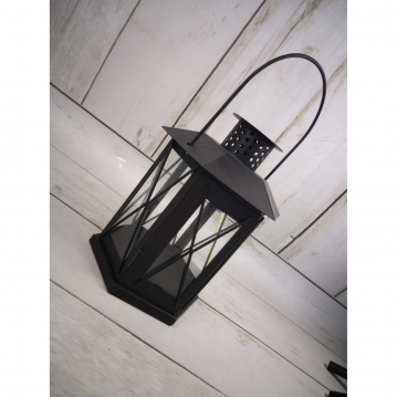 Miniatura: latarnia metalowa z efektem gwiazdki 3D h=22cm
