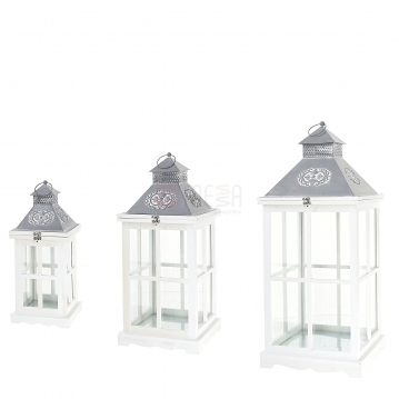 Miniatura: komplet trzech latarni drewnianych h=68cm